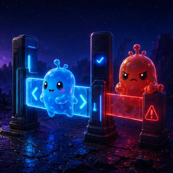 Friendly Sprite passing an acceptable-use checkpoint