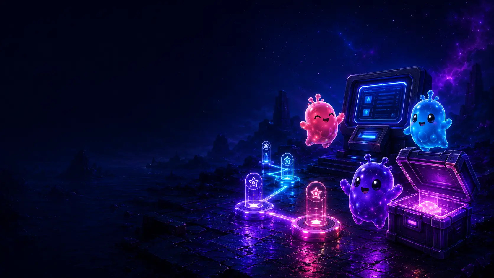 Colorful Sprites celebrating a newly updated tracker archive